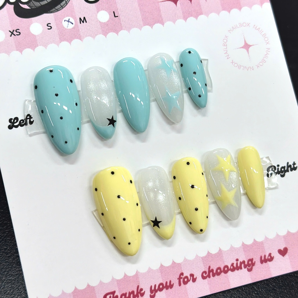 M69 - Nailbox Xanh Tiffany phối vàng Hot Trend thiết kế thủ công