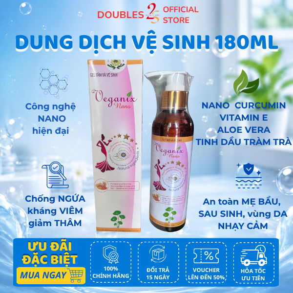 Chai Dung Dịch Vệ Sinh Phụ Nữ Veganix Nano 180ml Tắm và vệ sinh nữ | DOUBLES 2SSHOP