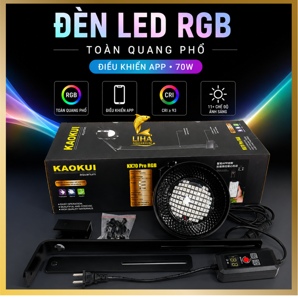 Đèn Led Kaokui KK30 KK70 Pro RGB - Đèn Rọi Có Chỉnh App Cho Hồ Thuỷ Sinh Cá Vàng Cá Rồng
