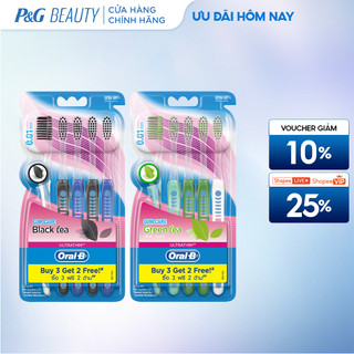 Bàn chải oral-b tinh chất trà xanh/ trà đen - vỉ 5 cây
