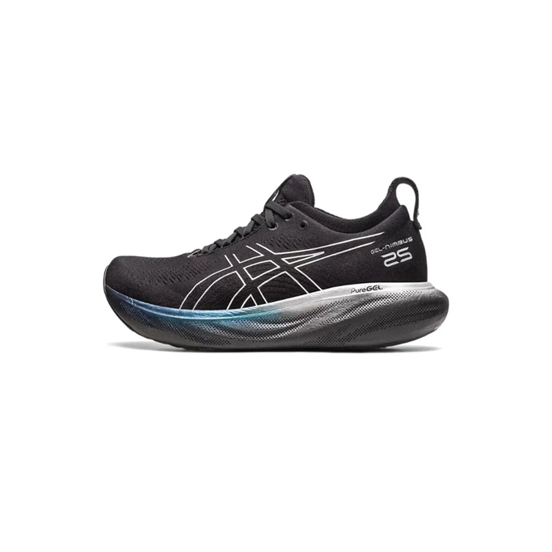 Asics GEL Nimbus 25 " Black Silver "Breathable Light Bullet đế dày tăng chiều cao đường phố giày ướt