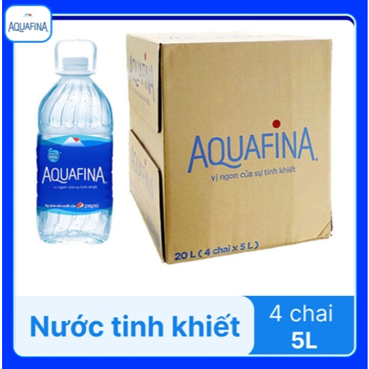 Thùng 4 Chai Nước Tinh Khiết Aquafina 5 Lít (5L) - Tiện Lợi Tiết Kiệm Cho Gia Đình, Văn Phòng