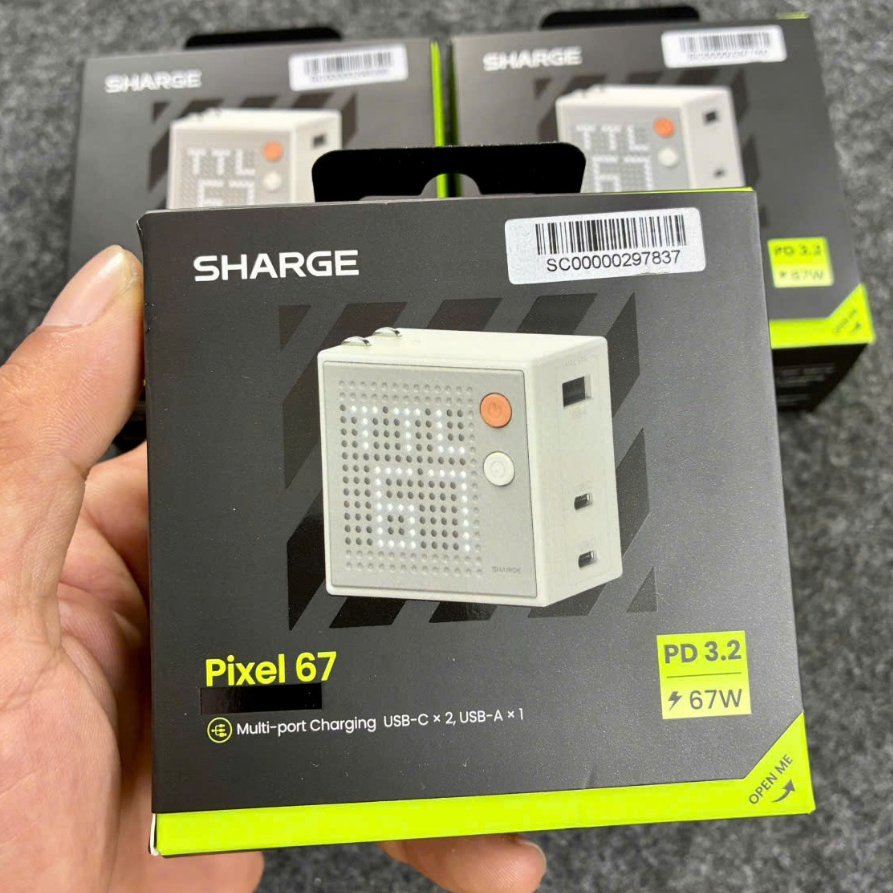 Cục Sạc Nhanh Sharge Pixel 67W - Màn Hình Ma Trận Điểm Ảnh Pixel Độc Đáo