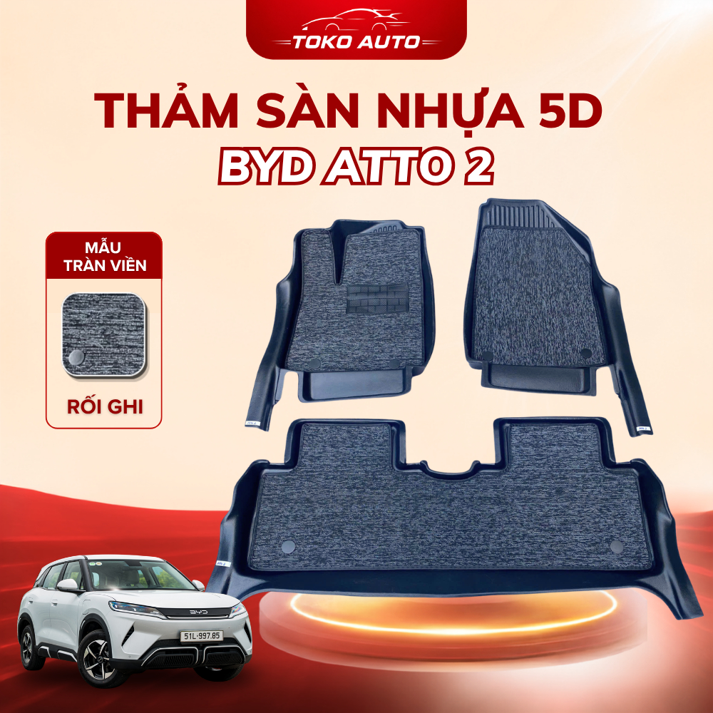 Thảm lót sàn NHỰA 5D xe BYD ATTO 2 , byd atto2 Mẫu TPE Tràn viền bậc cửa, Dễ vệ sinh- Mẫu MĐ