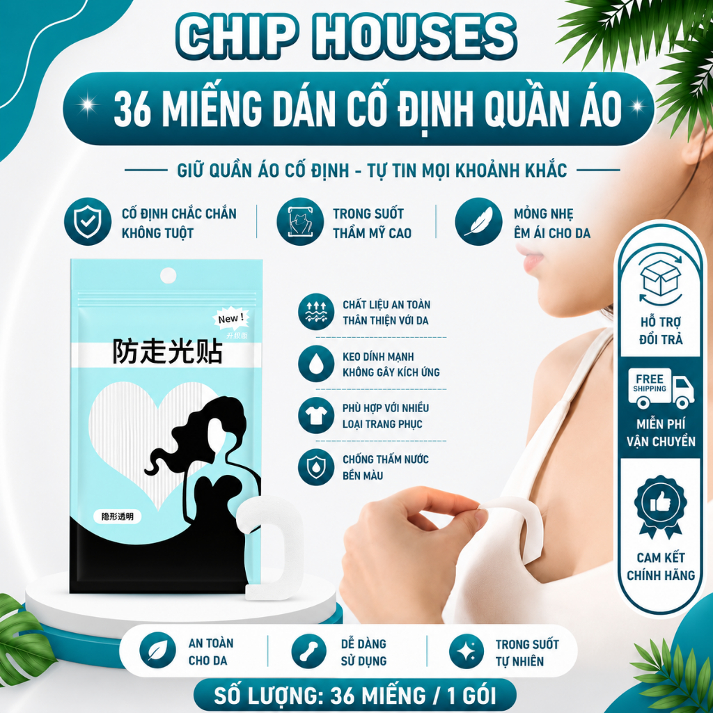 36 miếng dán cố định quần áo, Băng Dính Thời Trang 2 Mặt Mỏng Chống trượt unisex AN124