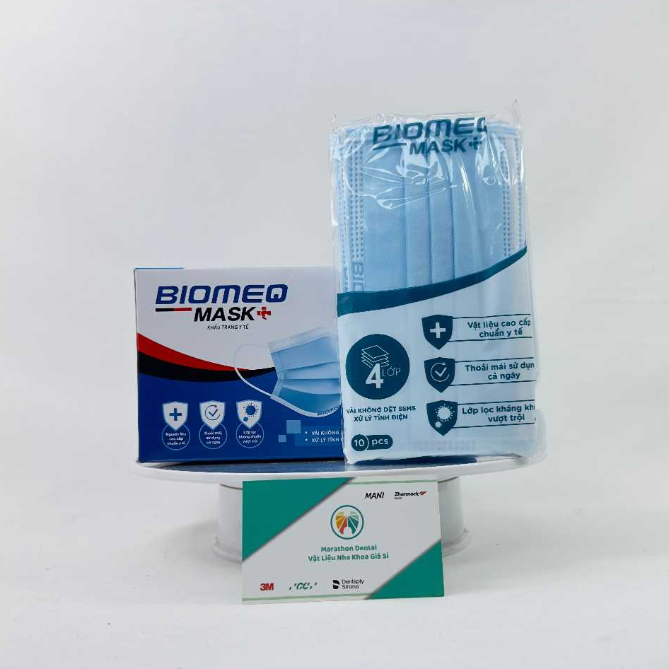 [1 HỘP] Khẩu trang y tế 4 lớp kháng khuẩn Biomeq Mask+ 1 hộp 50 cái I Marathon Dental