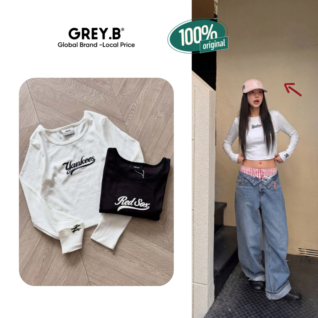 Áo Thun Dài Tay Crop Longsleeve Cotton Varsity GREYB