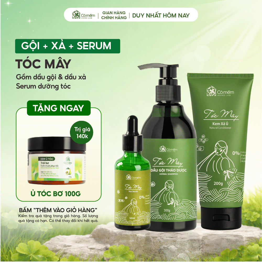 Bộ Chăm Sóc Tóc Mây Cao Cấp Giảm Rụng Tóc Thiên Nhiên Cỏ Mềm