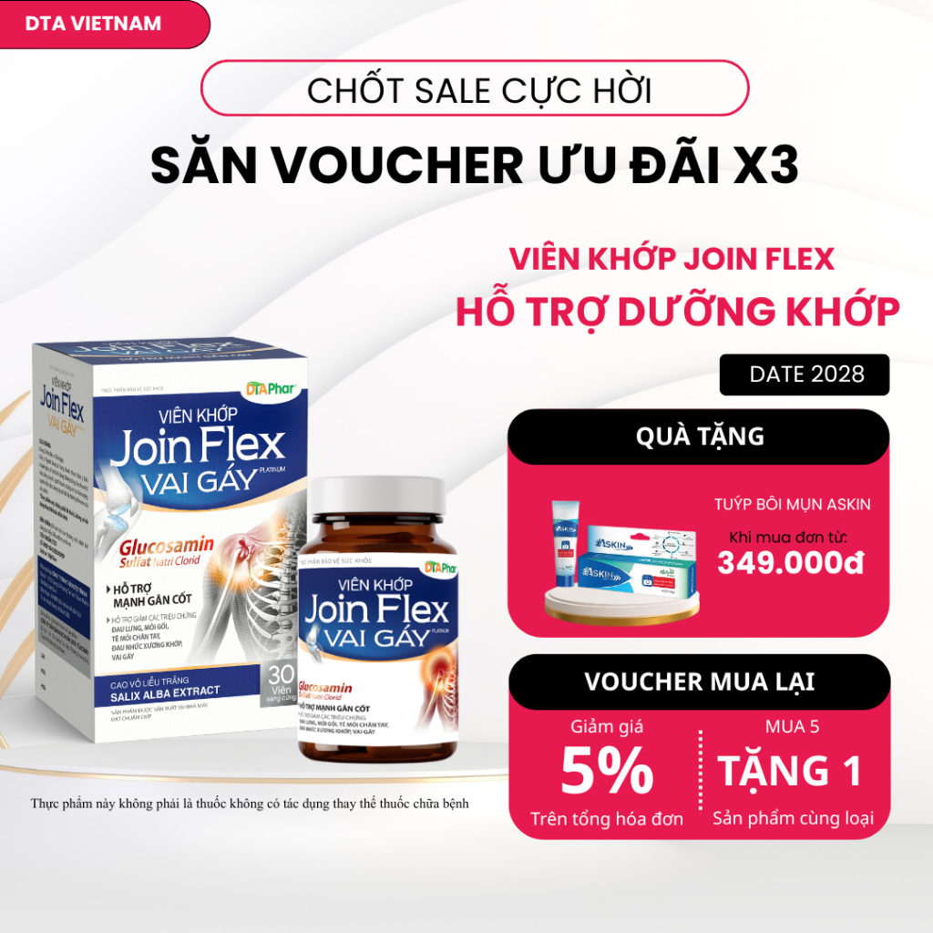 Viên uống Joint Extra và JOIN FLEX  giúp dưỡng khớp làm trơn ổ khớp giảm đau tê nhức thái hoá khớp H