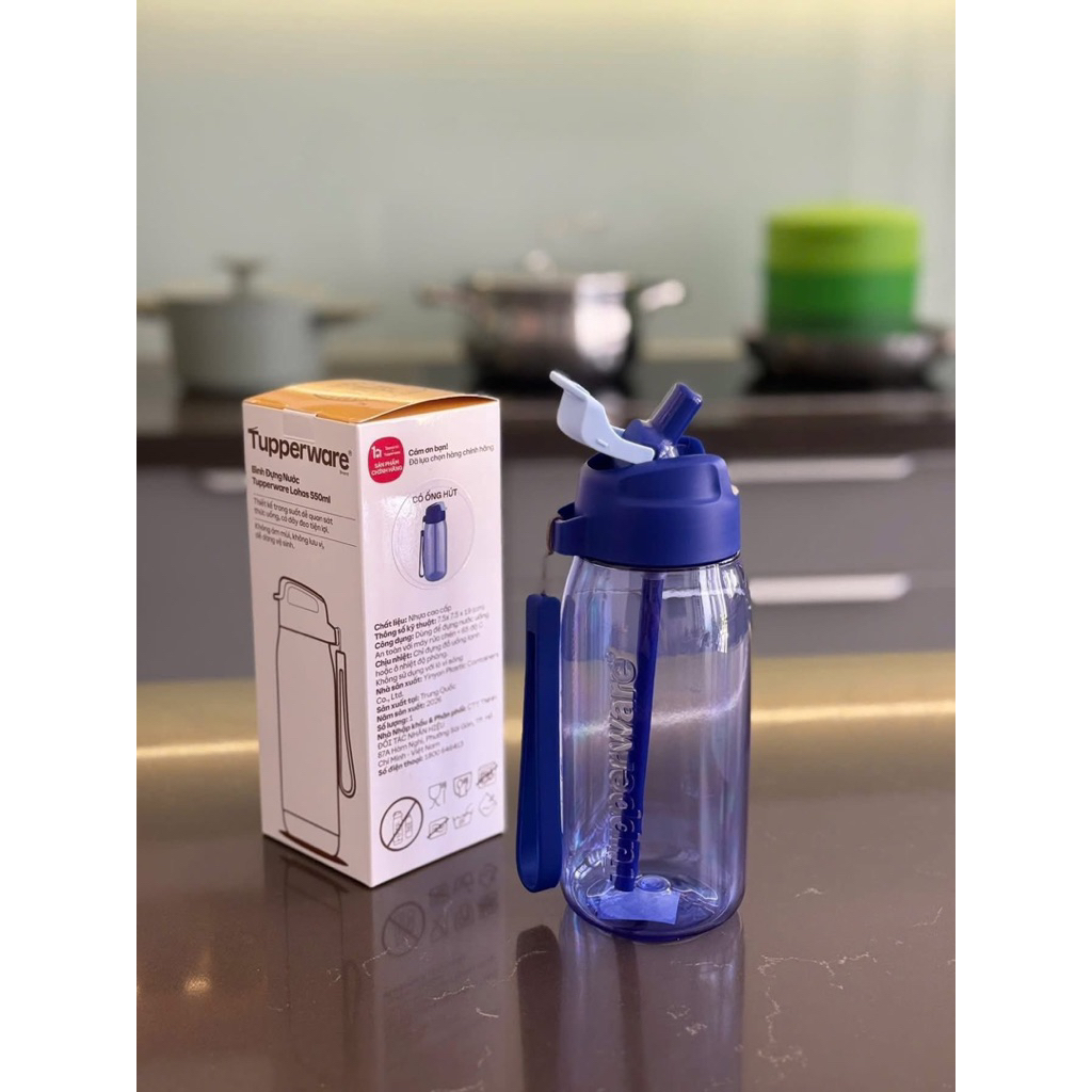Bình nước lohas 550ml ống hút