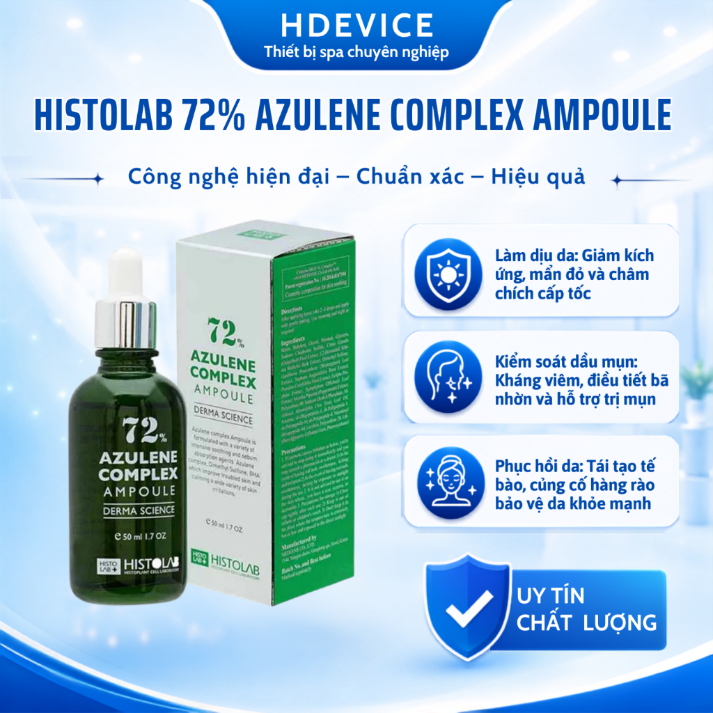 Ampoule Azulene Histolab 72% 50ml - Làm Dịu Da Nhạy Cảm, Cấp Ẩm, Phục Hồi - Dùng Cho Spa