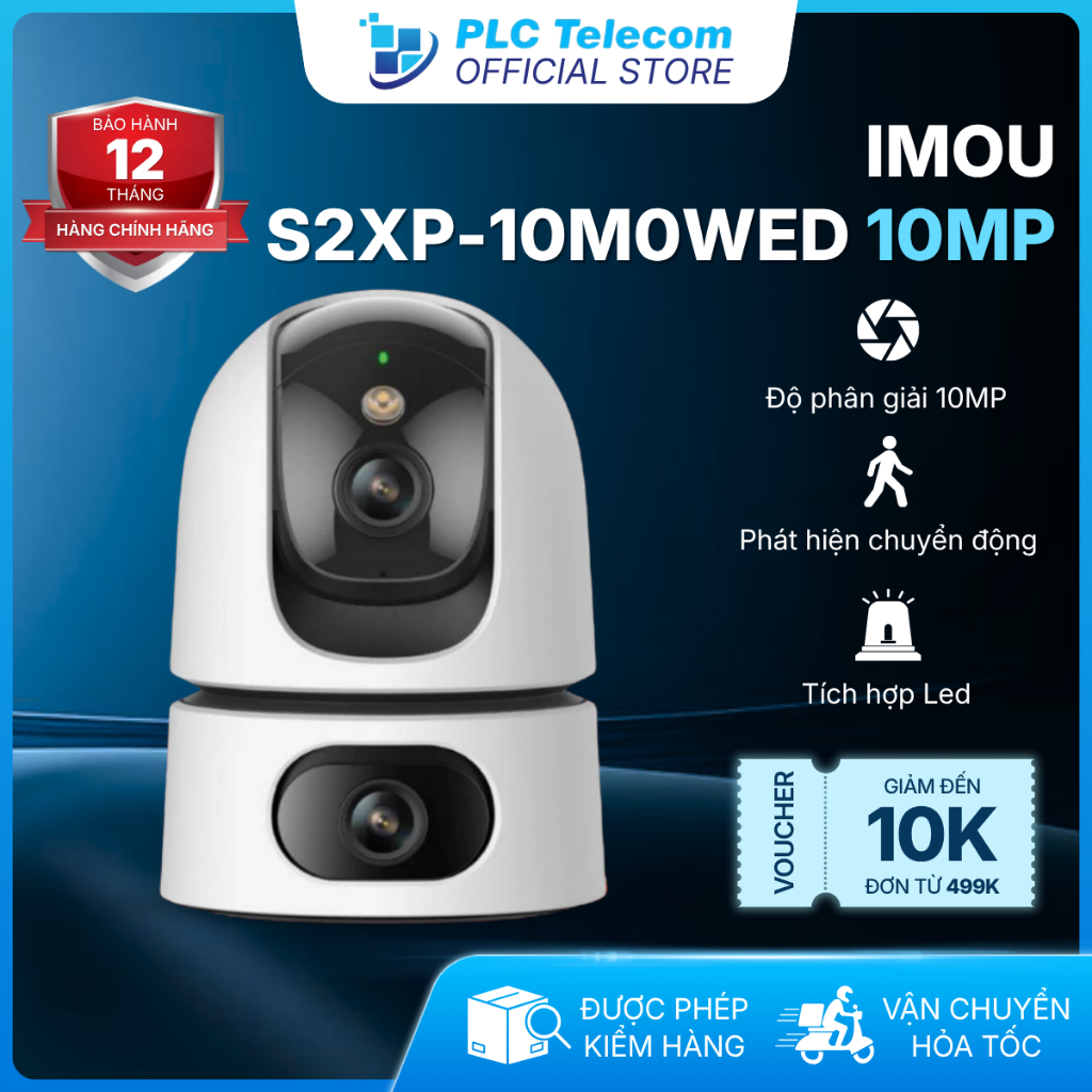 Camera IMOU 2 mắt trong nhà S2XP-10M0WED , tích hợp AI thông minh, đàm thoại 2 chiều | PLC TELECOM