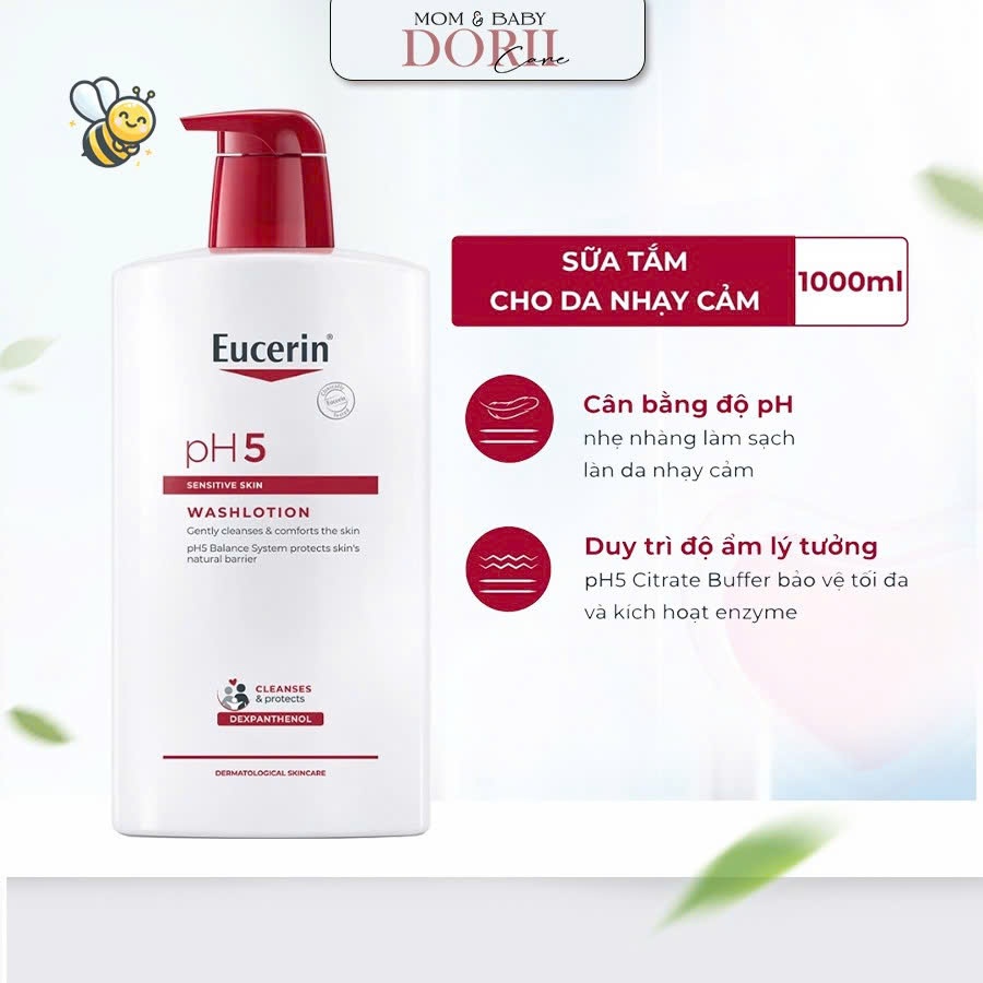 (Date 2028) Eucerin Sữa tắm dạng gel pH5, cho da nhạy cảm (có mùi) Eucerin pH5 Washlotion 1000ml
