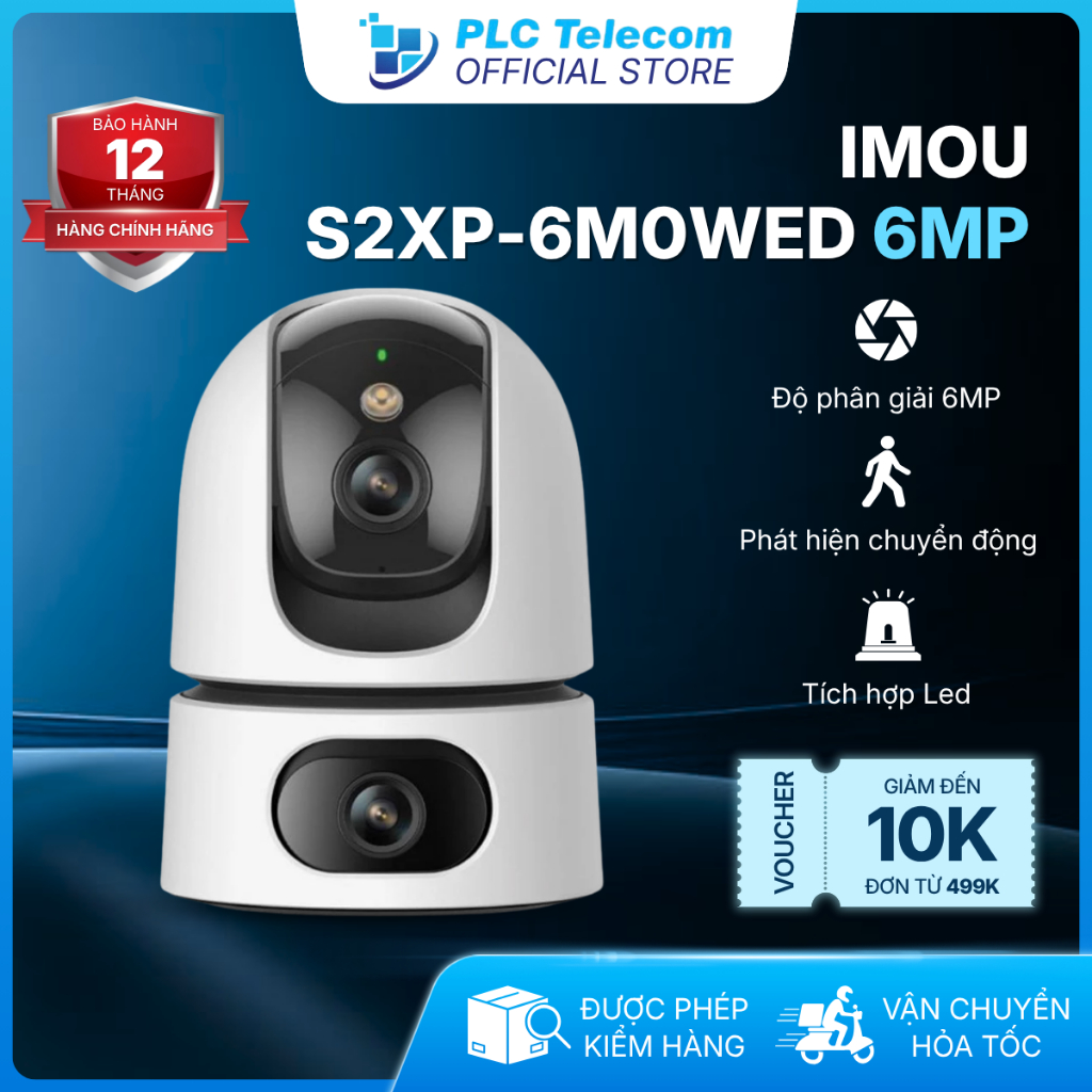 Camera IMOU 2 mắt trong nhà S2XP-6M0WED , tích hợp AI thông minh, đàm thoại 2 chiều | PLC TELECOM