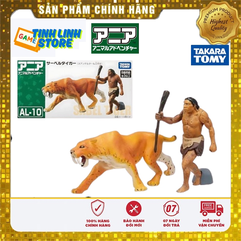 Mô Hình Hổ Răng Kiếm Và Người Tiền Sử Takara Tomy Ania AL-10 - Saber Tiger