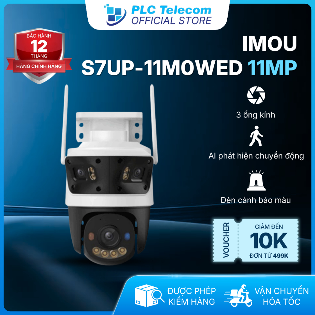 Camera IMOU 3 ống kính ngoài trời S7UP-11M0WED Cruiser Triple góc nhìn rộng và theo dõi chi tiết | P