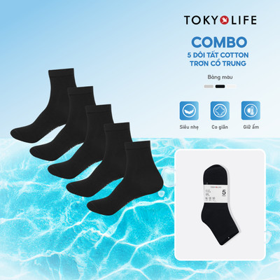 Tất chân Nam Cổ trung Cotton Pack 5 TOKYOLIFE 40000656