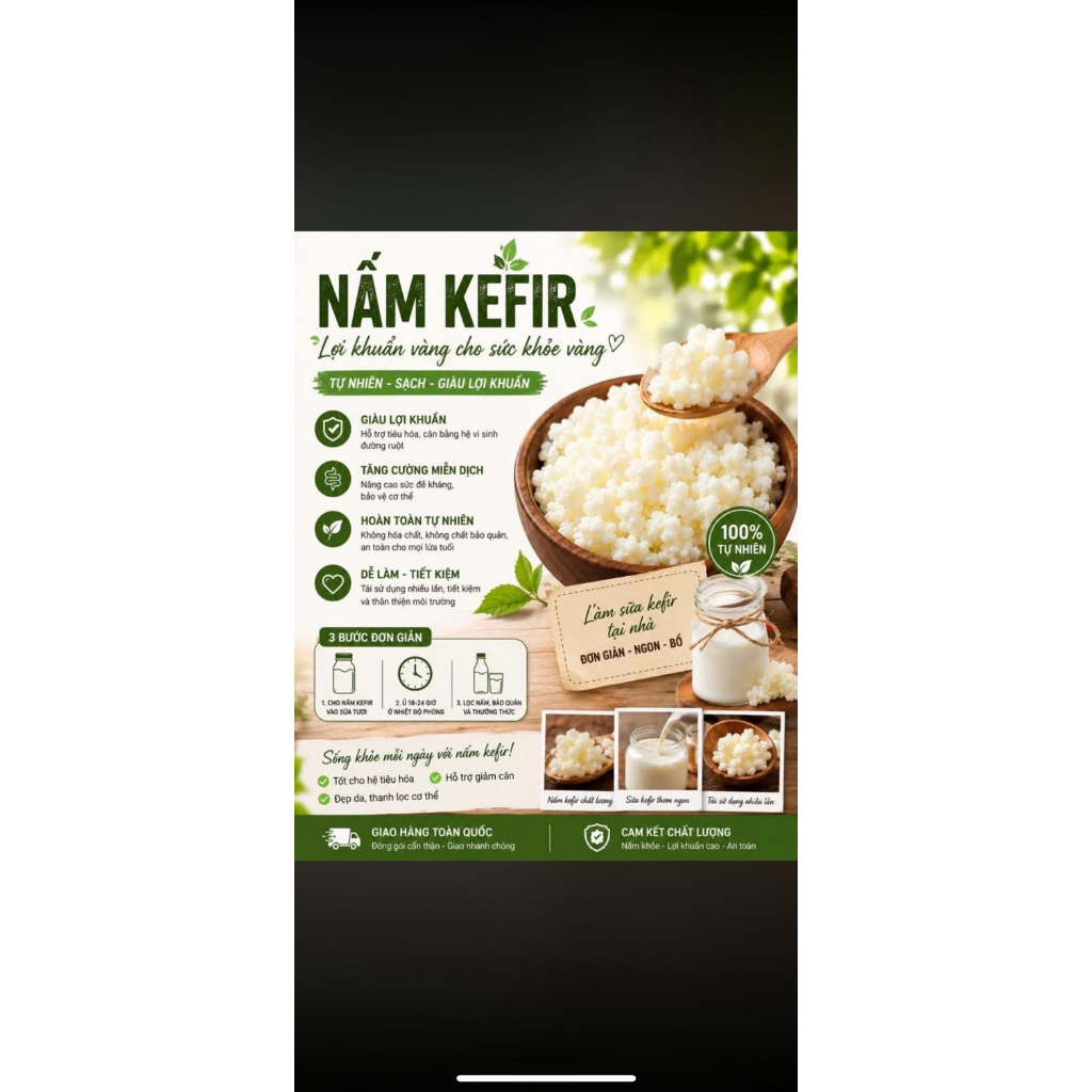 Nấm sữa Kefir- Làm sữa chua lên men từ nấm Kefir