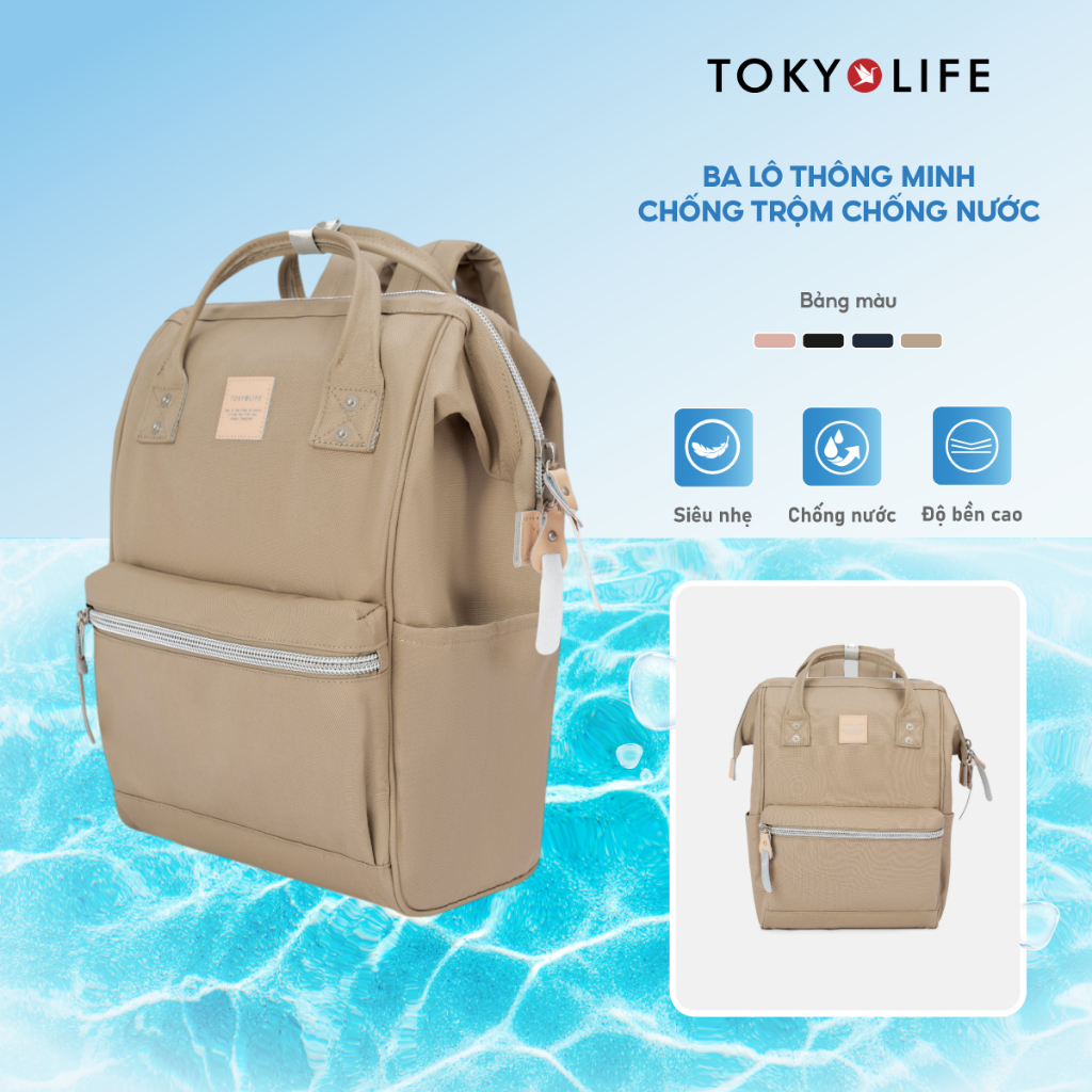 Ba lô chống trộm chống nước, balo đi học đựng vừa laptop 15.6 inch TOKYOLIFE 40005732
