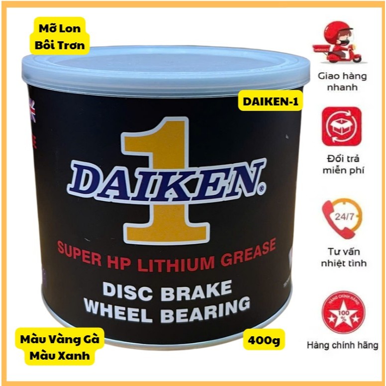 🎁 Mỡ Lon Daiken 1 Màu Vàng Gà Và Màu Xanh Chống Oxi Hóa, Chịu Nhiệt, Độ Nhờn Cao, Dầu Gốc Lithium _ 