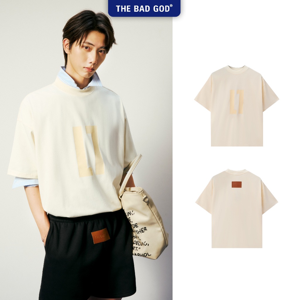 Áo The Bad God AFTER GLOW Basic Áo Cotton Phối Tag Da Form Boxy