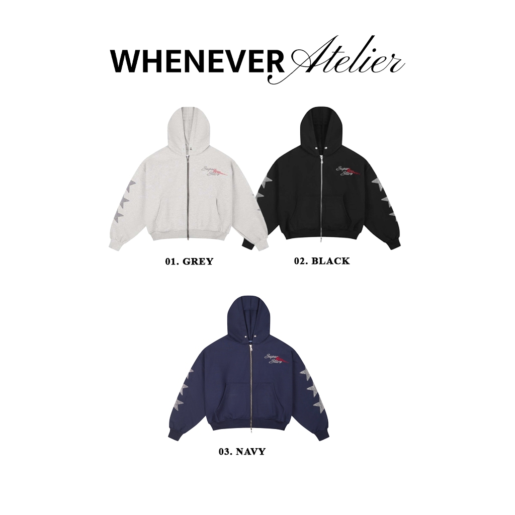 Áo Hoodie Zip Whenever Super Star Hoodie Zip Form Boxy Unisex