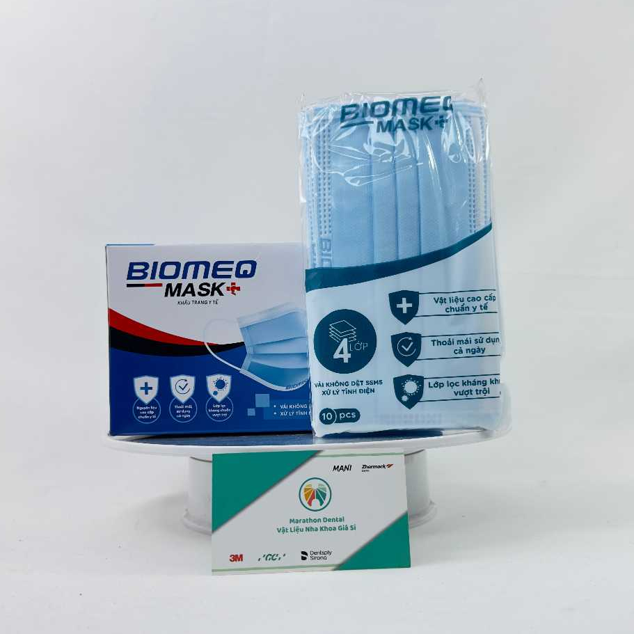 [COMBO 4 HỘP] Khẩu trang y tế 4 lớp kháng khuẩn Biomeq Mask+ 1 hộp 50 cái I Marathon Dental