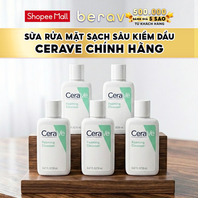 [MINISIZE] COMBO 5 Sữa Rửa Mặt CERAVE giúp làm sạch sâu dành cho DA DẦU Foaming Facial Cleans 30ml x5