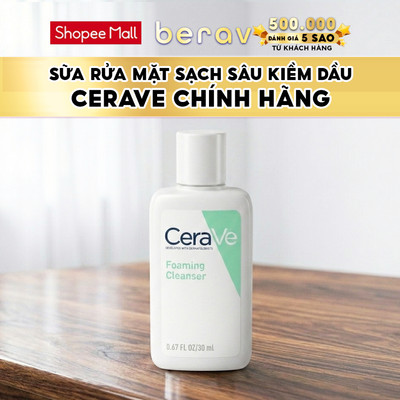 [MINISIZE] Sữa Rửa Mặt Cerave DA DẦU giúp làm sạch sâu kiềm dầu  Foaming Facial Cleans 30ML - Xanh Lá Mạ