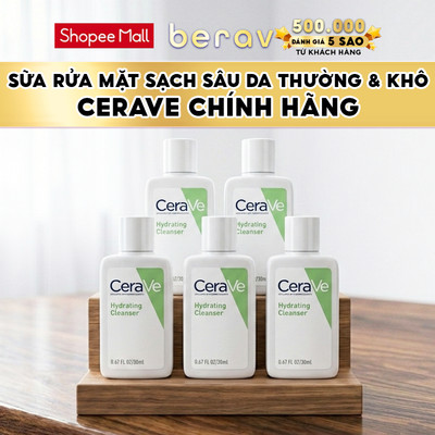 [MINISIZE] Combo 5 Sữa Rửa Mặt Cerave sạch sâu dành cho DA THƯỜNG & KHÔ Cerave Hydrating Cleanser 30mlx5 - Xanh Lá Neon