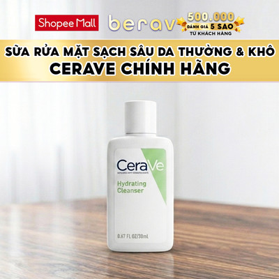 [MINISIZE] Sữa Rửa Mặt Cerave sạch sâu dành cho DA THƯỜNG & KHÔ Cerave Hydrating Cleanser 30ml - Xanh Lá Neon