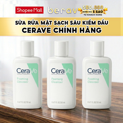 [MINISIZE] Combo 3 Sữa Rửa Mặt Cerave DA DẦU giúp làm sạch sâu kiềm dầu  Foaming Facial Cleans 30MLx3 - Xanh Lá Mạ