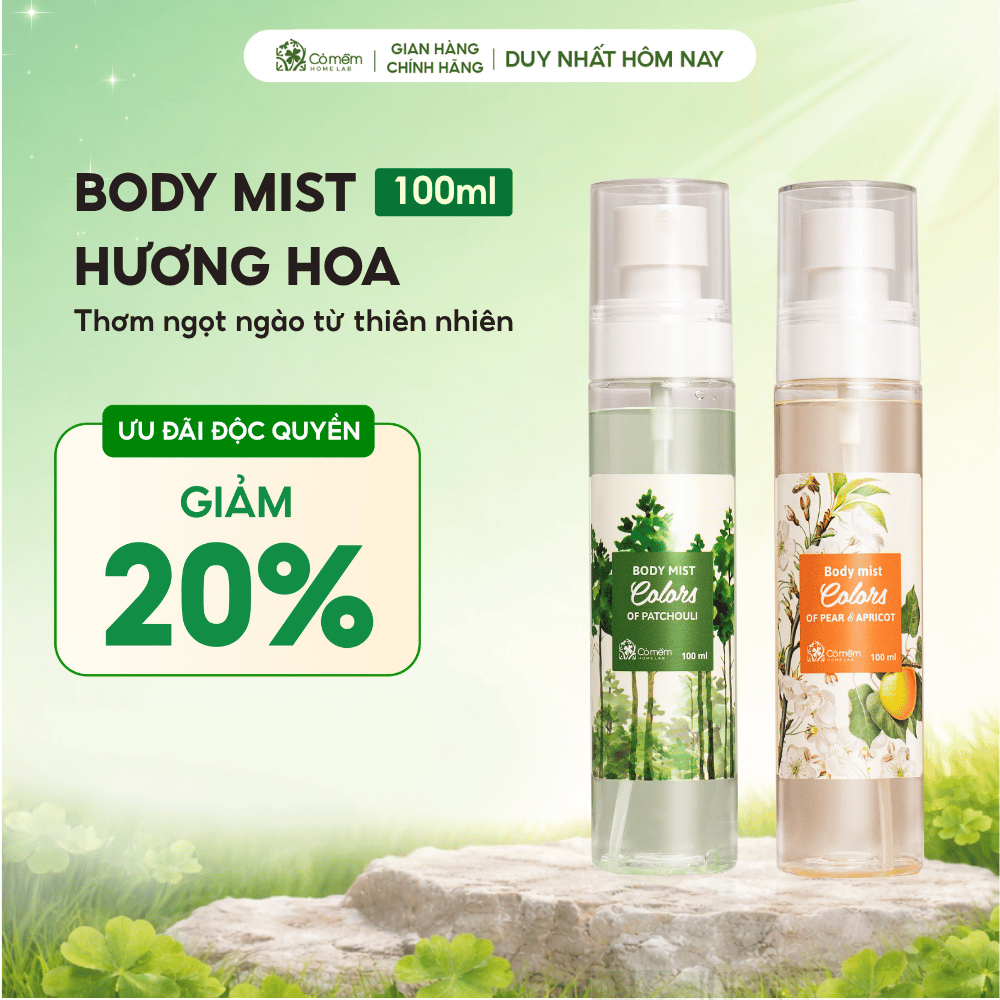 Body Mist Xịt Thơm Toàn Thân Quần Áo Nam Nữ Hương Nước Hoa Ngọt Ngào Thanh Mát Dịu Nhẹ Cỏ Mềm 100ml