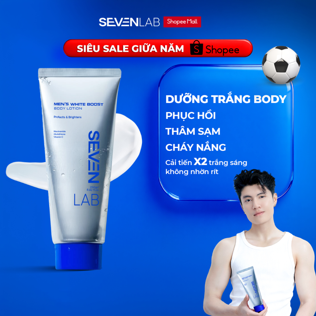 [QUÀ TẶNG] Sữa dưỡng thể giúp trắng da nam SEVENLAB không bết dính, cải thiện đều màu da 250gram toà