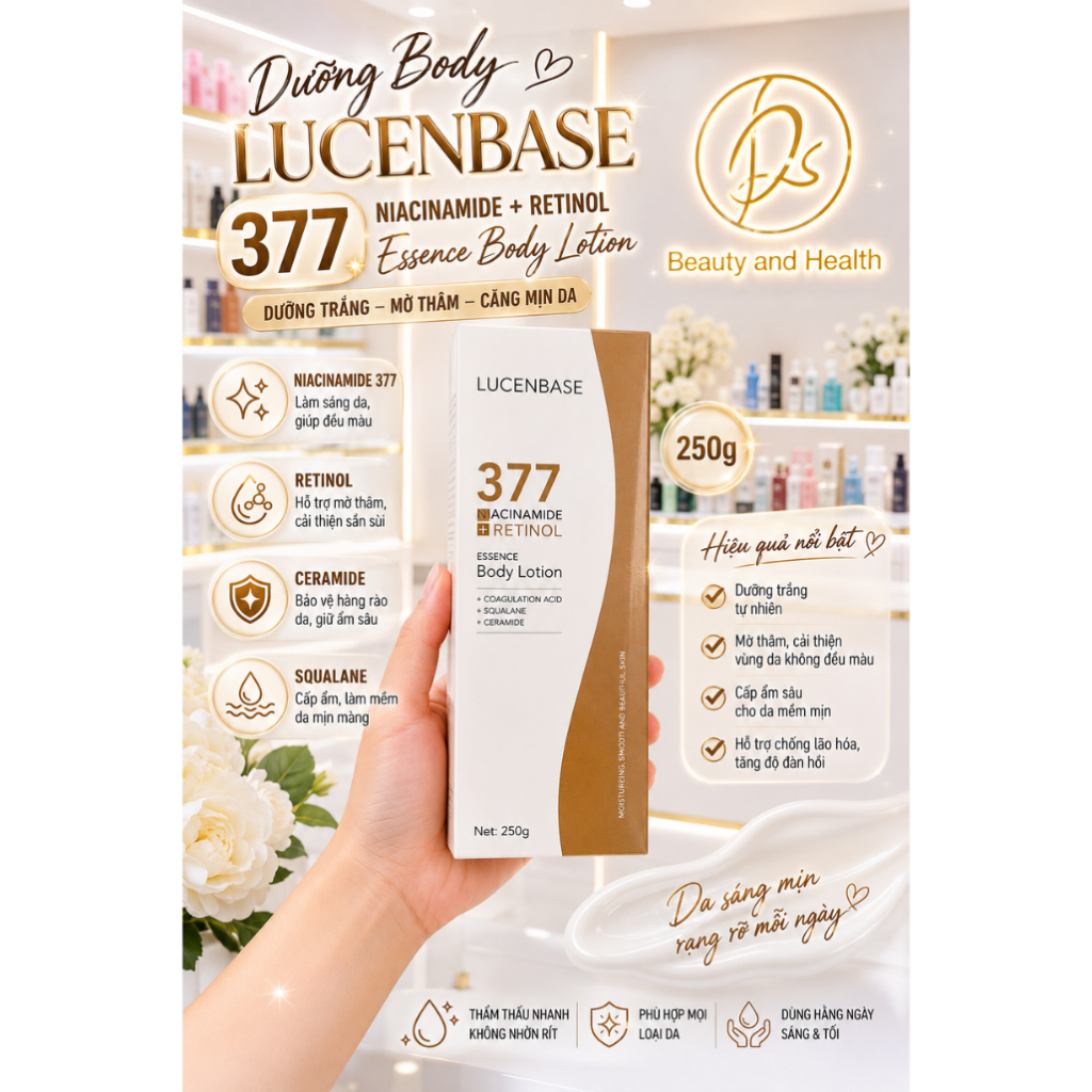 Dưỡng Body Lucenbase 377 Niacinamide + Retinol Essence Body Lotion 250g