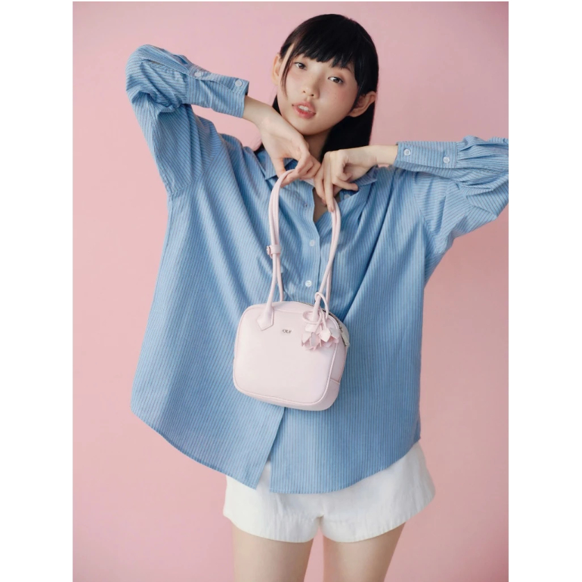 Áo sơ mi OLV tay dài dáng rộng Cotton Striped Long Sleeves Shirt nhiều màu phù hợp mọi dịp | BigBuy360 - bigbuy360.vn