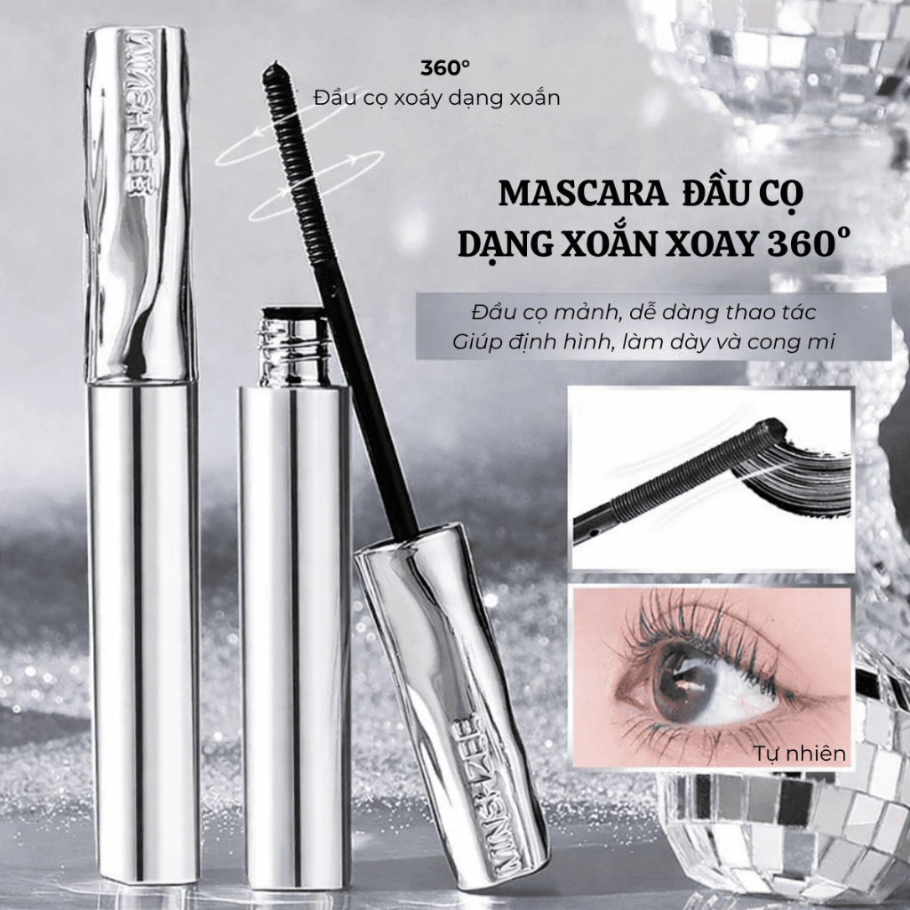 Mascara Chuốt Mi Đầu Cọ Xoắn 360° MINSHZEE Phù Hợp Nhiều Dáng Mi, Định Hình Mi Làm Cong, Làm Dày Mi 