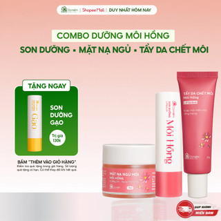 Bộ Chăm Sóc Môi Giảm Thâm Dưỡng Mềm Môi Hồng Gồm Tẩy Da Chết Son Dưỡng Và Mặt Nạ Ngủ Môi Cỏ Mềm