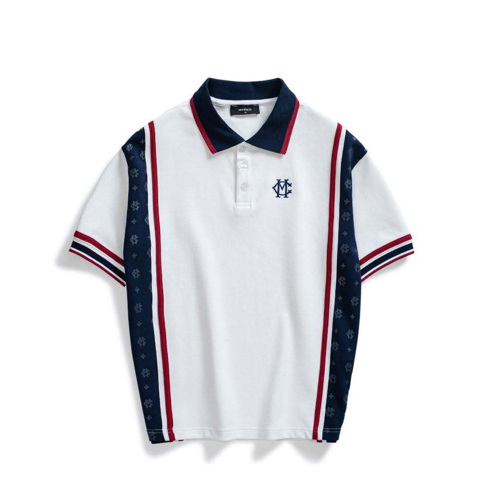 Áo phông có cổ unisex MIKENCO Monogram Stripes Polo
