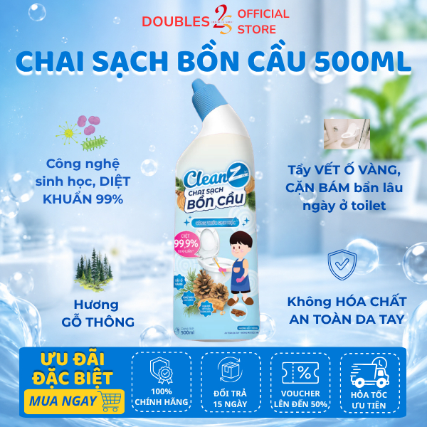 Chai sạch bồn cầu CleanZ hương gỗ thông 500ml, diệt khuẩn toilet | DOUBLES 2SSHOP