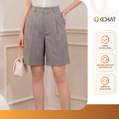 Quần Đùi Nữ 𝐂𝐂𝐇𝐀𝐓 Dáng Suông Lửng Lumi Cán Kim Tuyến Chất Liệu Tuytsi Cao Cấp 16ONS5003ST