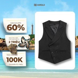 Áo Vest Gile Nam Cao Cấp Harold Đai Lưng Tùy Chỉnh Vải Co Giãn Chống Nhăn Lót Lụa Mịn 5 Khuy