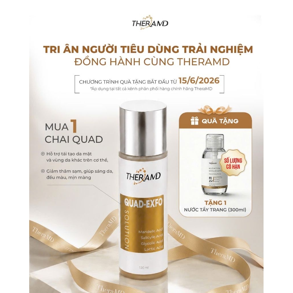 Dung dịch tẩy tế bào chết làm sáng da AHA & BHA & Tranexamic acid - TheraMD Quad-Exfo Solution - 120