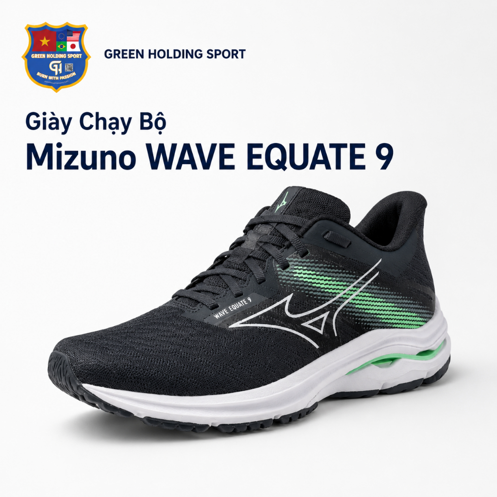 Giày Chạy Bộ Mizuno WAVE EQUATE 9 - Hỗ Trợ Overpronation, Đế Êm Mizuno Enerzy Foam, Phù Hợp Chạy Dài