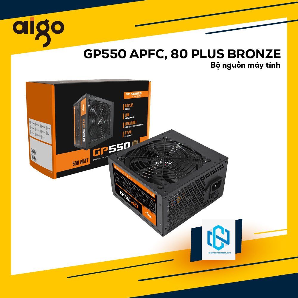 BỘ NGUỒN MÁY TÍNH AIGO MODEL GP550 CÔNG SUẤT 550W, APFC, 80 PLUS BRONZE
