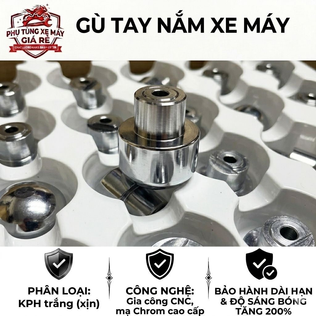 Gù Tay Nắm Xe Máy Zin Theo Xe - Gù Tay Lái Cân Bằng Giảm Rung Sắt Đặc Xi Mạ Cao Cấp Cho Wave, Dream,