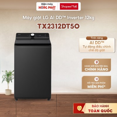 Máy giặt lồng đứng LG AI DD™ Inverter 12kg màu đen TX2312DT5O [GIAO TOÀN QUỐC]