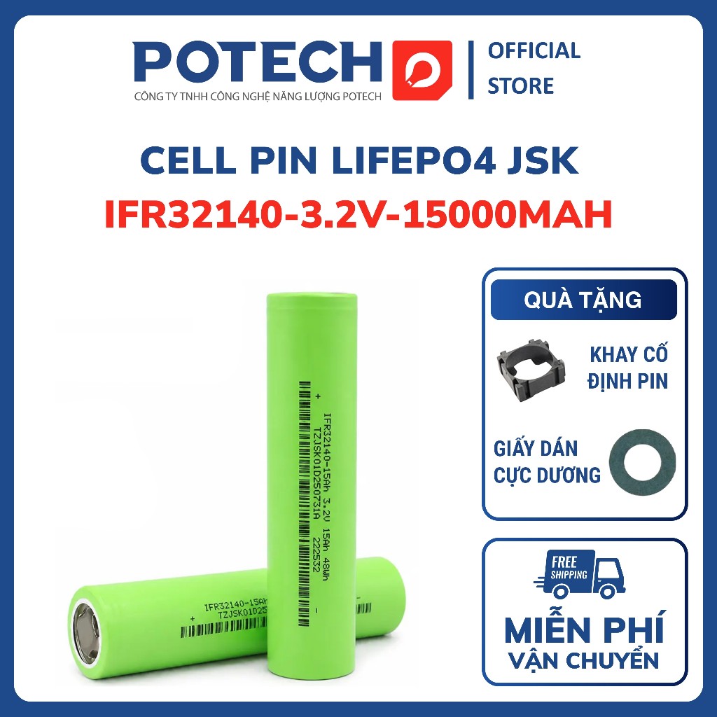 Cell pin LiFePO4 JSK 32140-3.2V dung lượng 15000mAh dòng xả 45A (3C) - Hàng mới chính hãng