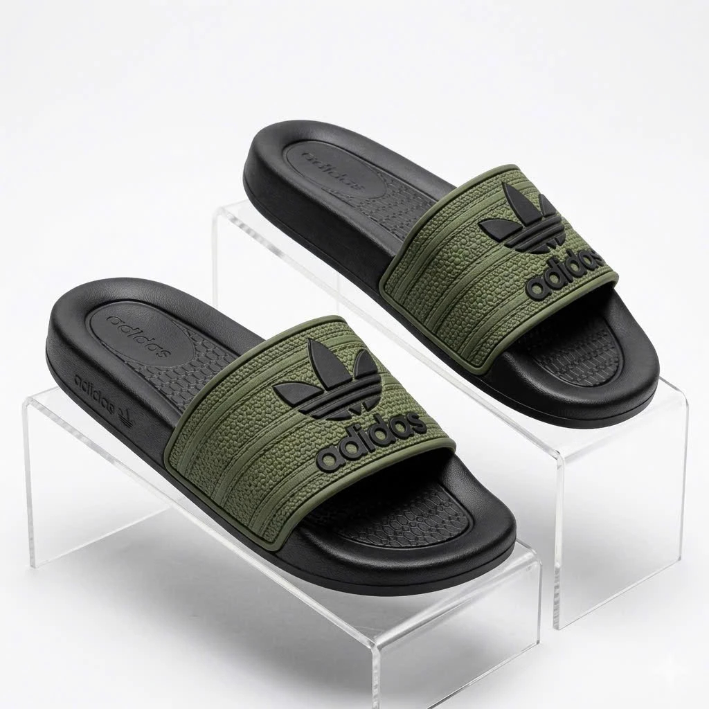 Dép adidas nam, dép quai ngang cao su đúc đế cứng quai dập logo rõ nét đế chống trơn trượt