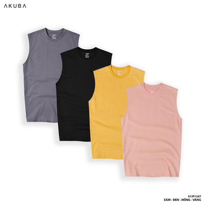 [QUÀ TẶNG KHÔNG BÁN] Áo Thun Ba Lỗ Nam AKUBA Cổ Tròn Form Regular Chất Liệu Cotton | 01JE1079